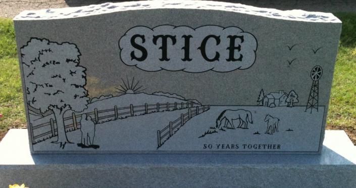 White carved memorial with 