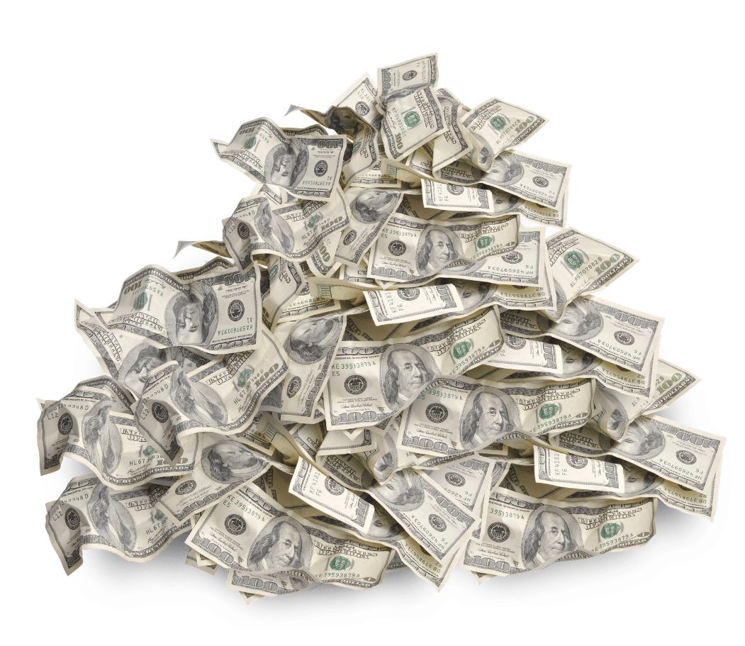 A big pile of US $100 dollar bills