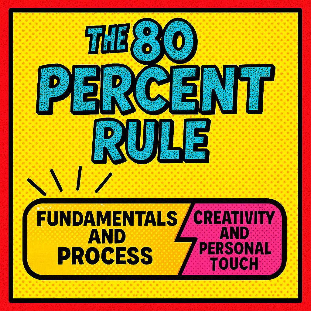A progress bar 80% full with success, the final 20% glowing as creativity and personal touch.