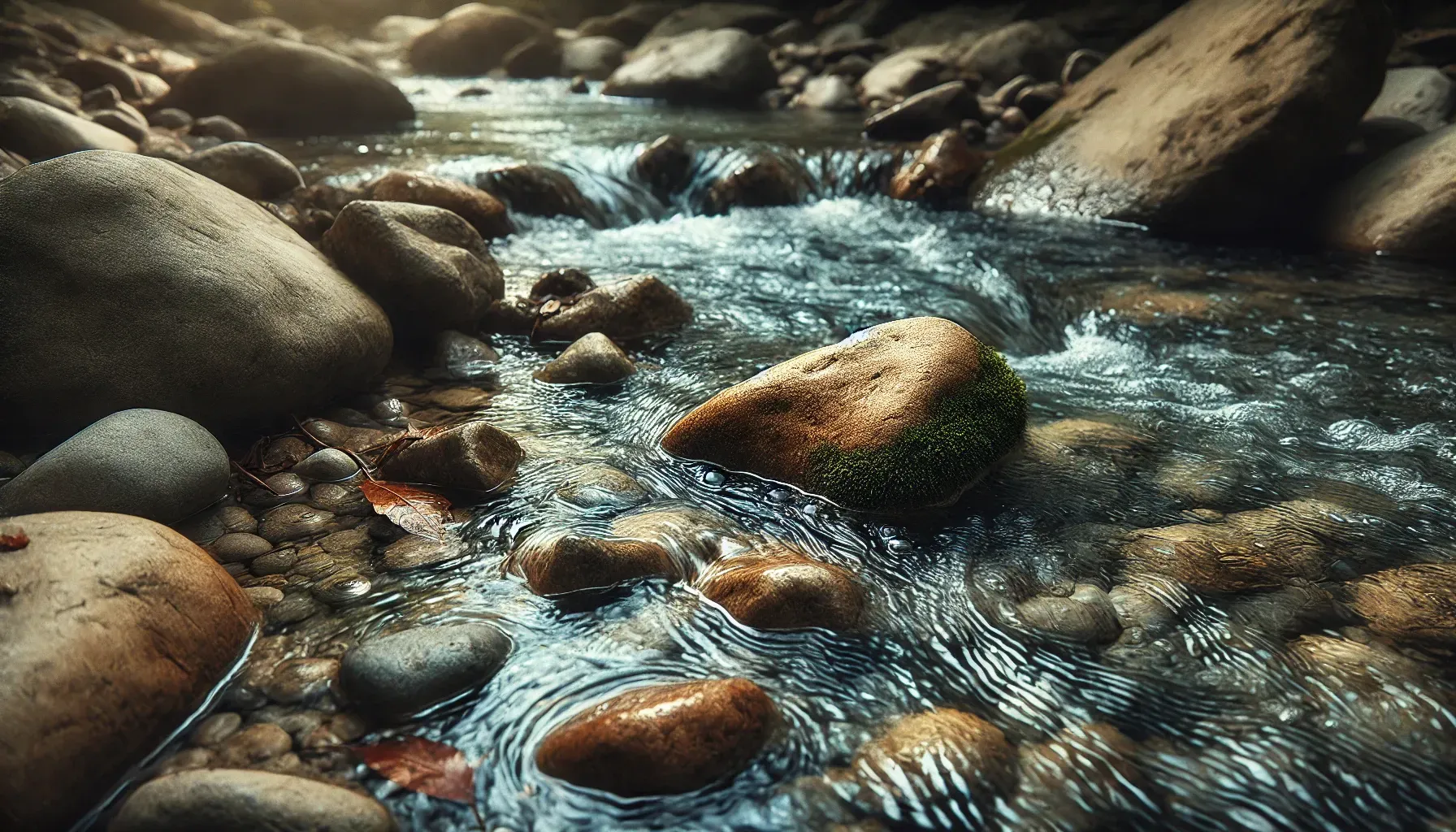 Water effortlessly flowing around obstacles in a river