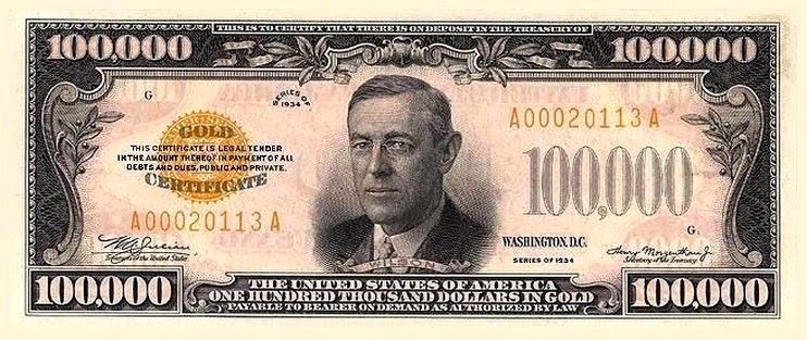 A $100,000 US bill