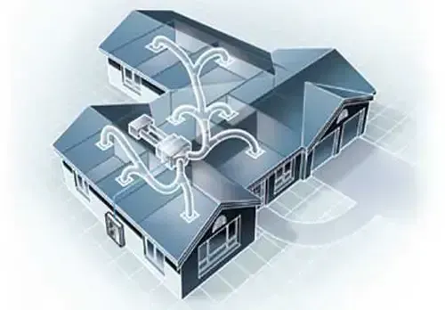 Illustration Of Two Houses Airflow — Alpine Refrigeration & Air Conditioning Pty Ltd in Wollongong, NSW