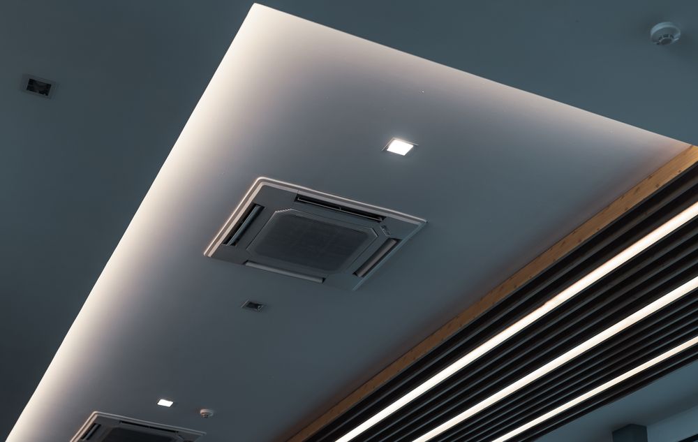 Ceiling With Recessed Lights, Air Vent — Alpine Refrigeration & Air Conditioning in Wollongong, NSW Ceiling With Recessed Lights, Air Vent — Alpine Refrigeration & Air Conditioning Pty Ltd in Wollongong, NSW