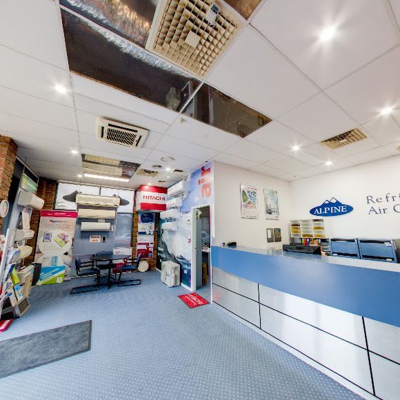 Air Conditioning Repair Shop Interior with Blue Counter — Alpine Refrigeration & Air Conditioning Pty Ltd in Wollongong, NSW