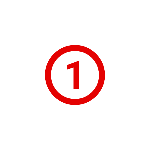 Red number 1 inside a red circle on a white background