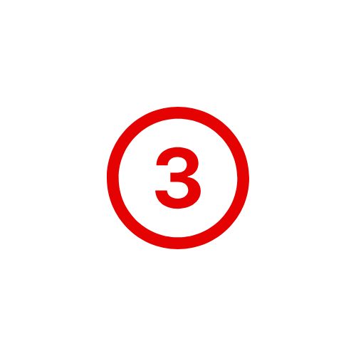 Red number 3 inside a red circle on a white background