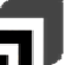 A gray and white, layered square-like design on a dark background.