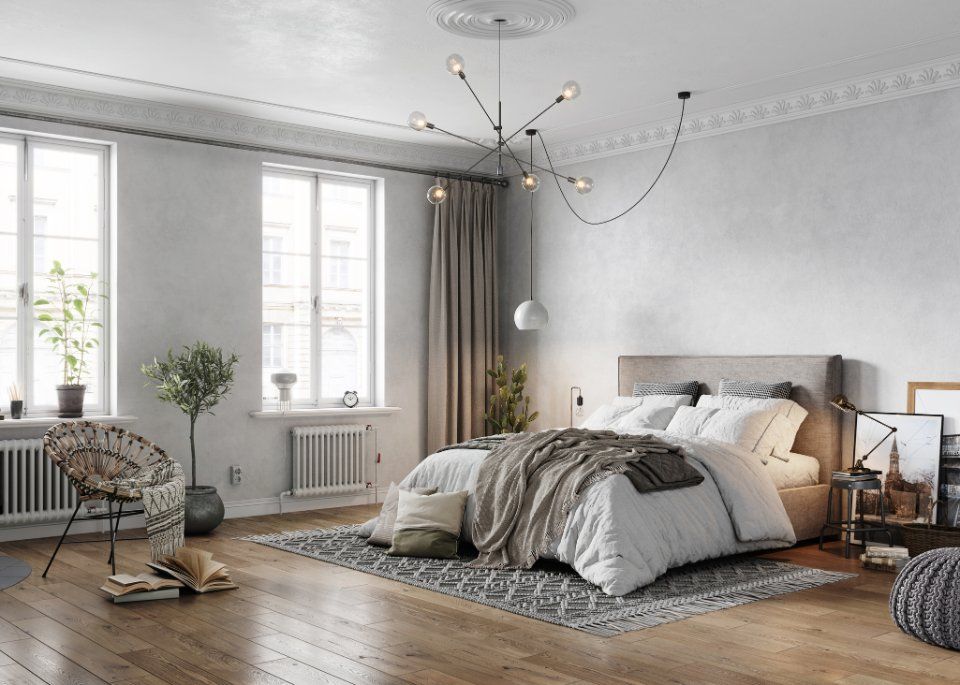 camera da letto con arredi moderni