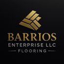 Barrrios Enterprise LLC flooring logo in gold and white on a black background