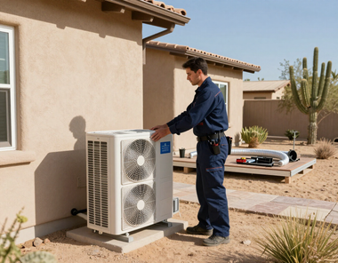 HVAC technician installing a new system