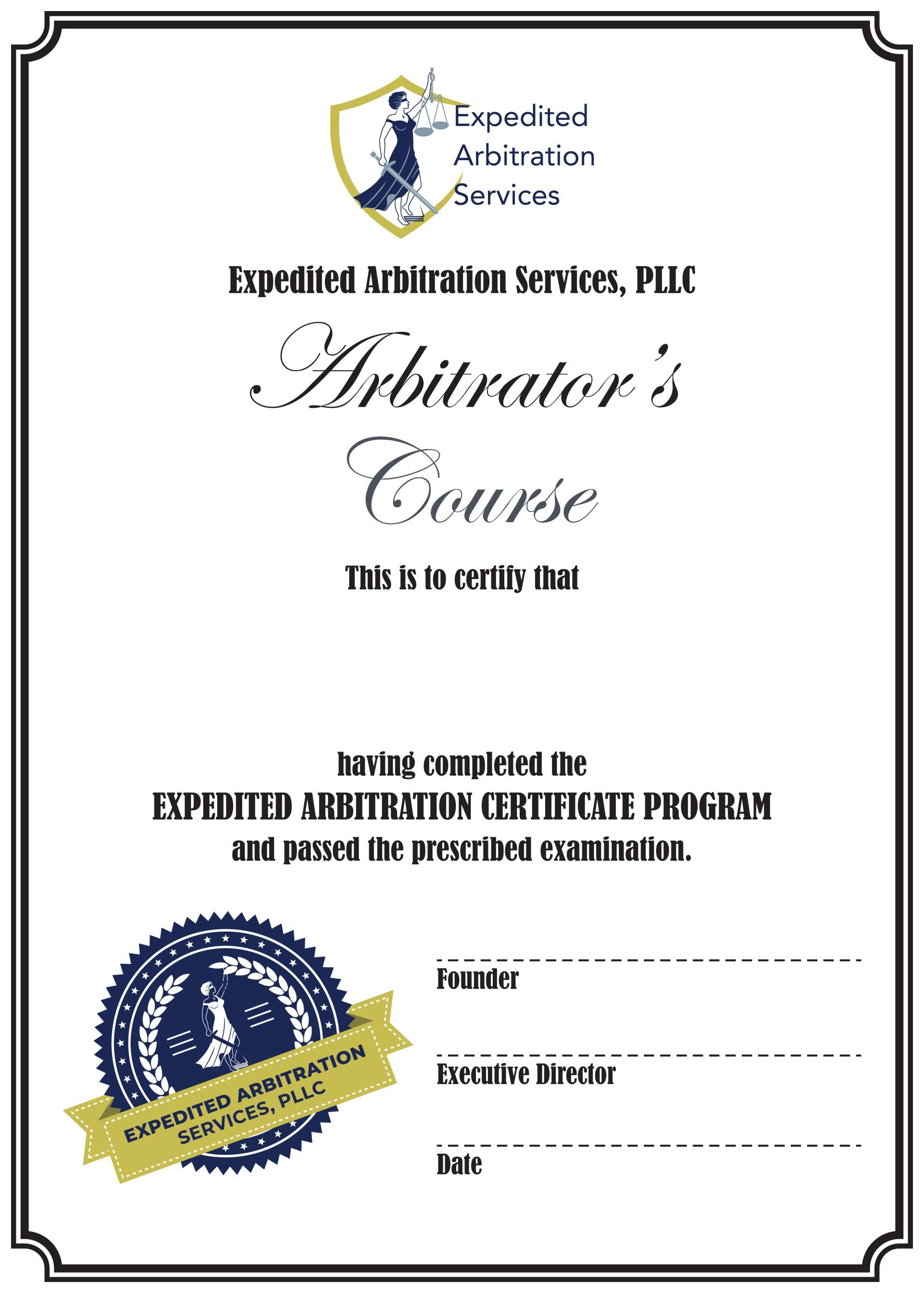 Expedited Arbitration agreement 0123