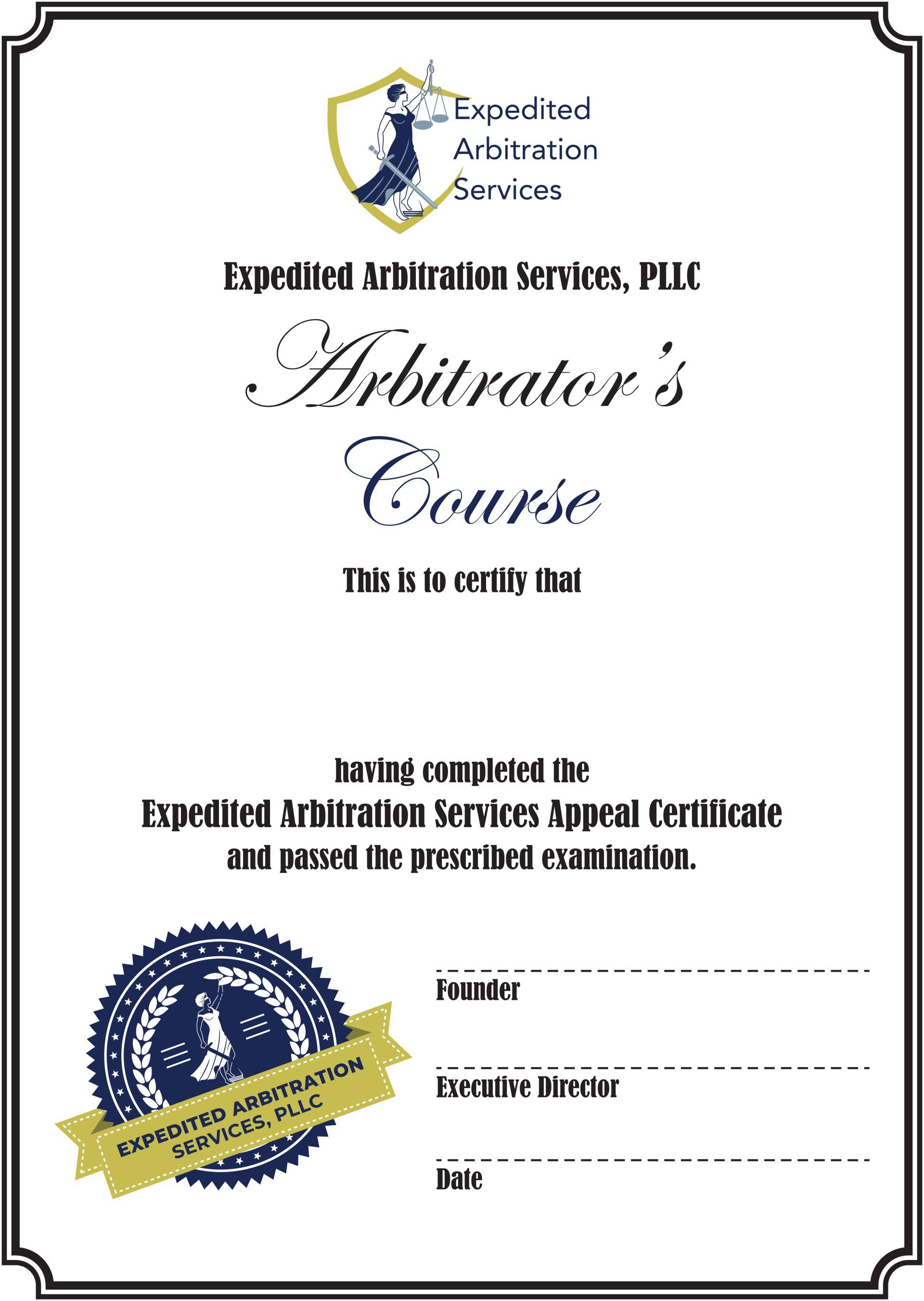 Expedited Arbitration agreement 0124