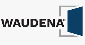 WAUDENA logo: Black text with a blue door icon on a gray border.