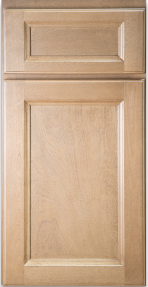 Light wood kitchen cabinet door with recessed panels