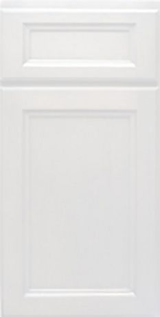 White kitchen cabinet door with a small drawer above it