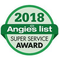 Angie's List 2018 Super Service Award badge in green and white.