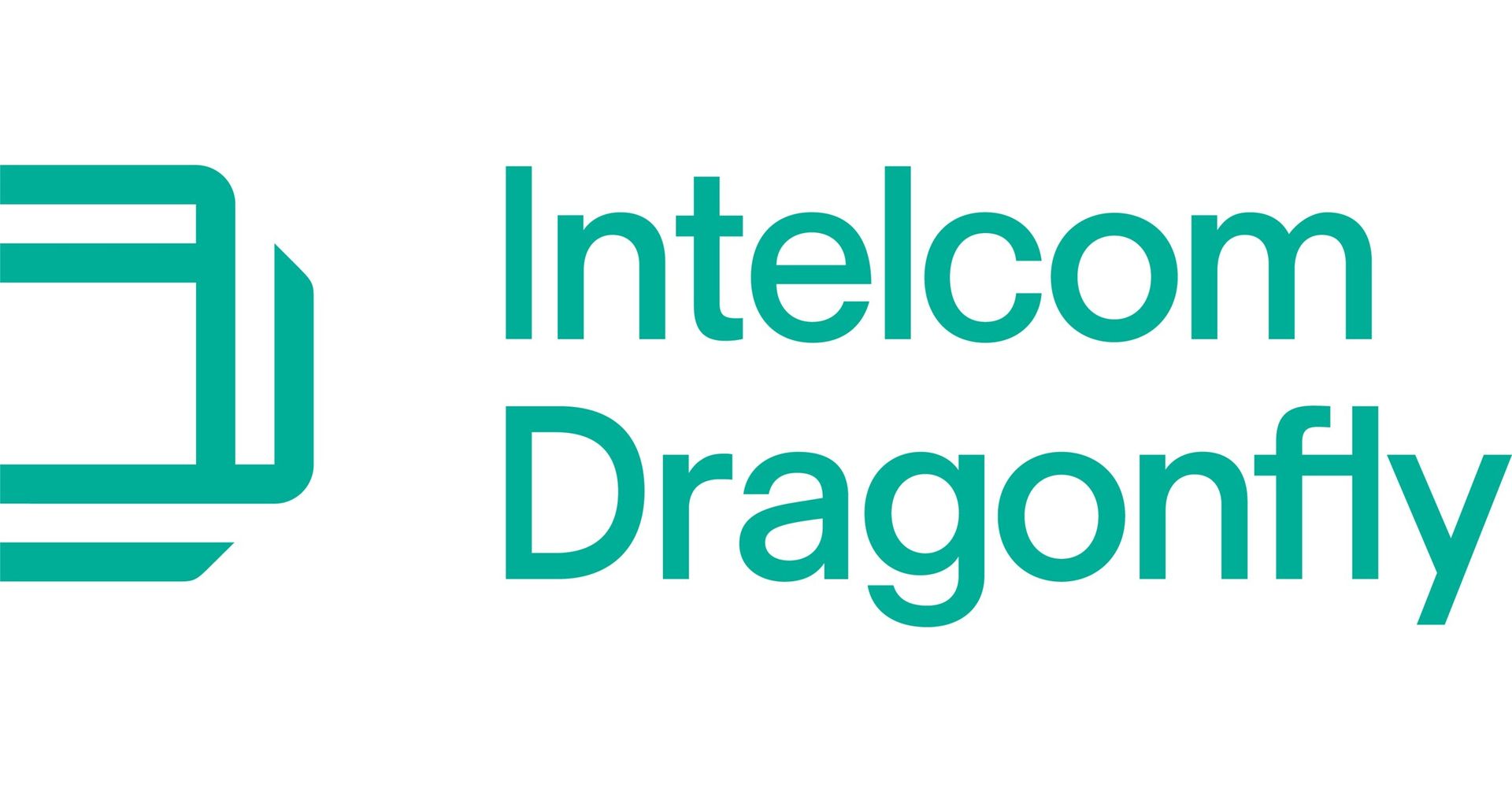 Logo Intelcom Dragonfly en turquoise sur fond blanc
