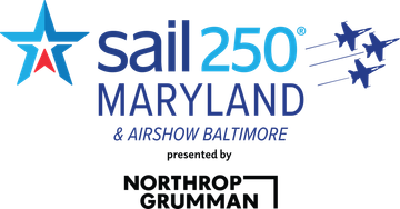 The logo for sail 250 maryland and airshow baltimore
