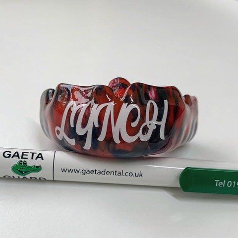 Red and black mouthguard with