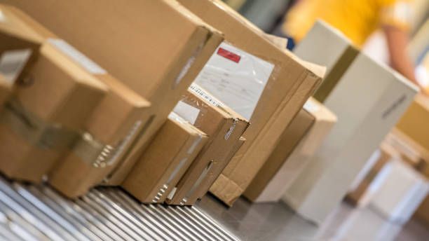 Packages on a conveyor belt