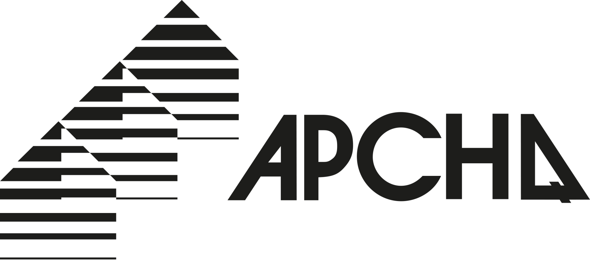 Logo de l'APCHA, l'Office du logement des comtés d'Aspen et de Pitkin, avec deux triangles noirs stylisés et le nom de l'organisation.