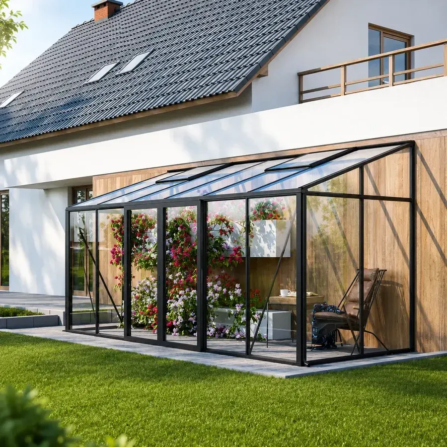 High quality tempered glass greenhouse for sale in Kalispell, Montana.