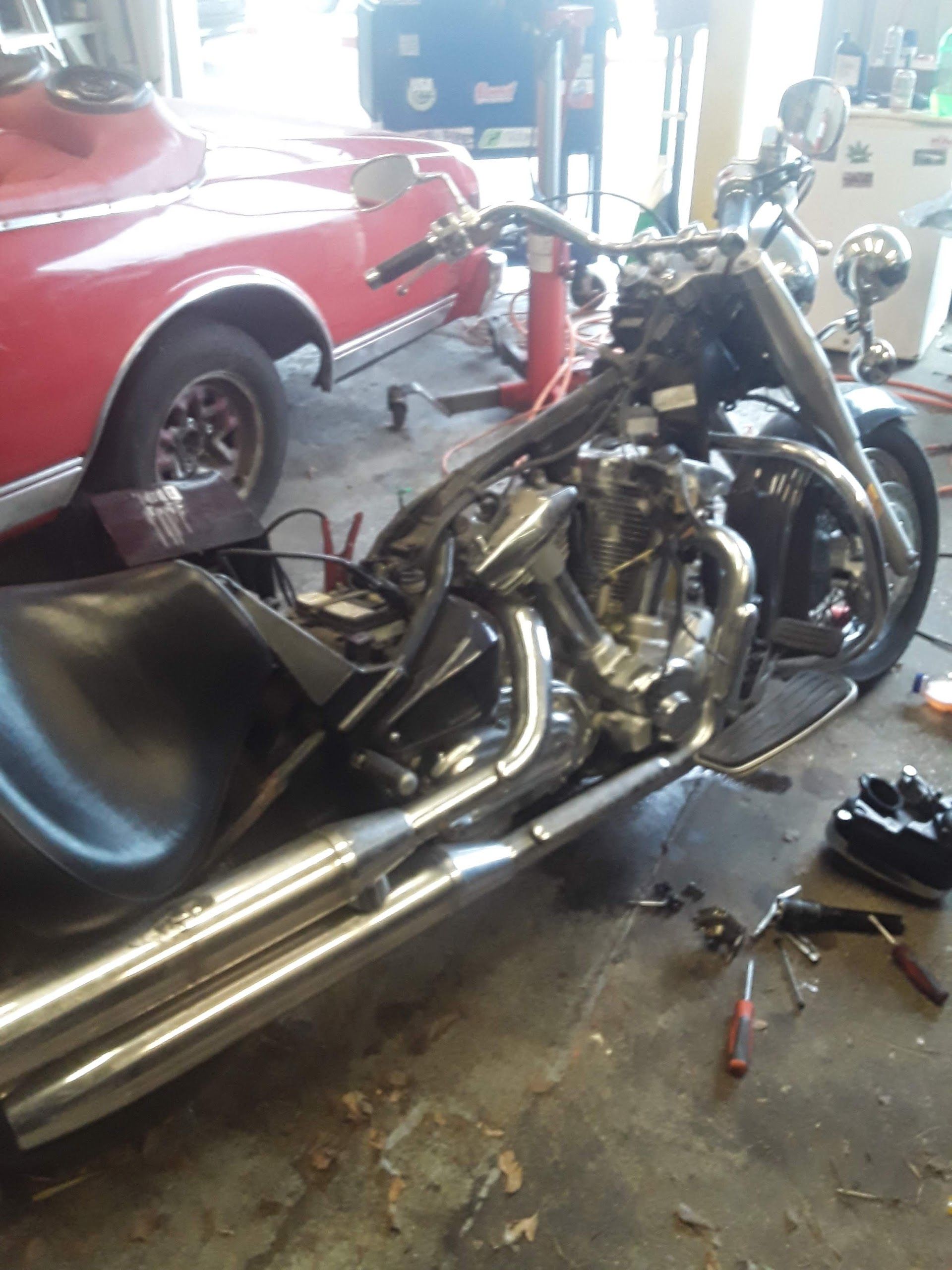 Motorcycle Inside Repair Garage | TransZilla Automotive