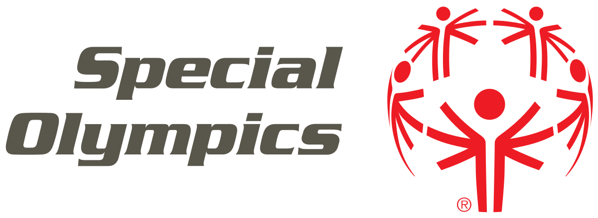 The logo for the special olympics shows a group of people in a circle.