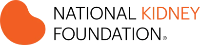 The logo for the national kidney foundation is orange and black