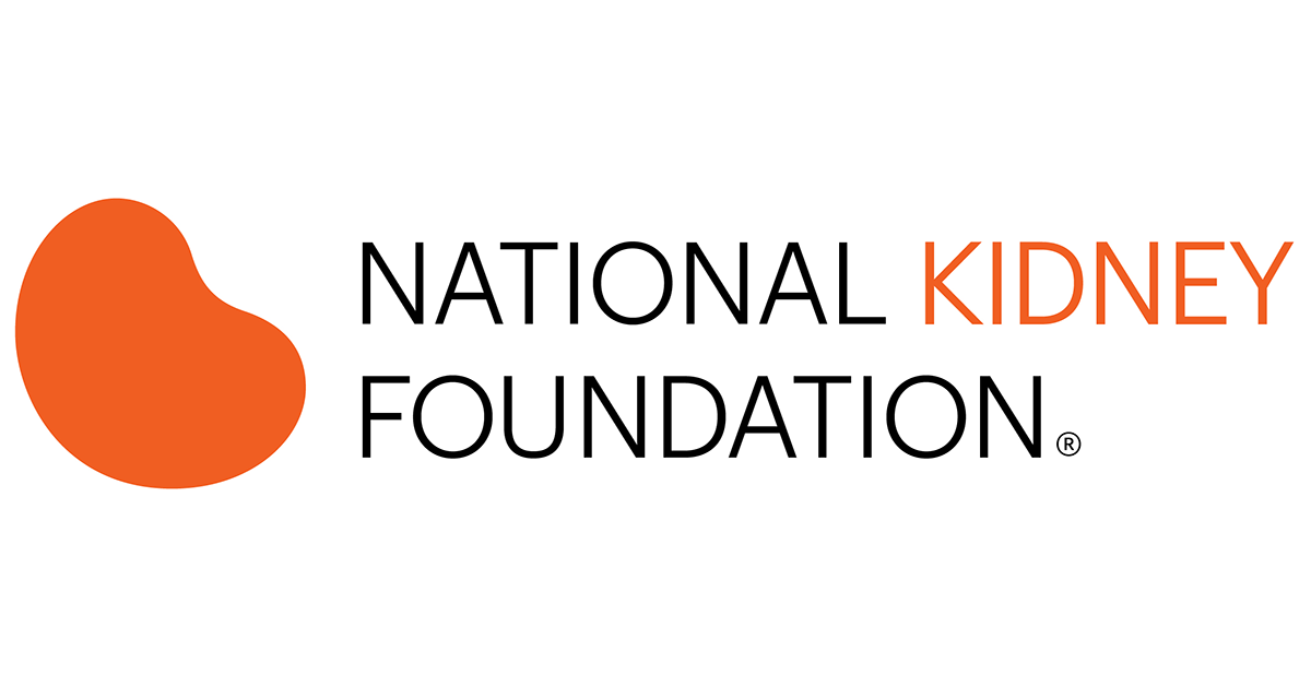 The logo for the national kidney foundation is orange and black.