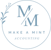 Make A Mint Accounting logo with blue “M M” monogram in a circular outline.