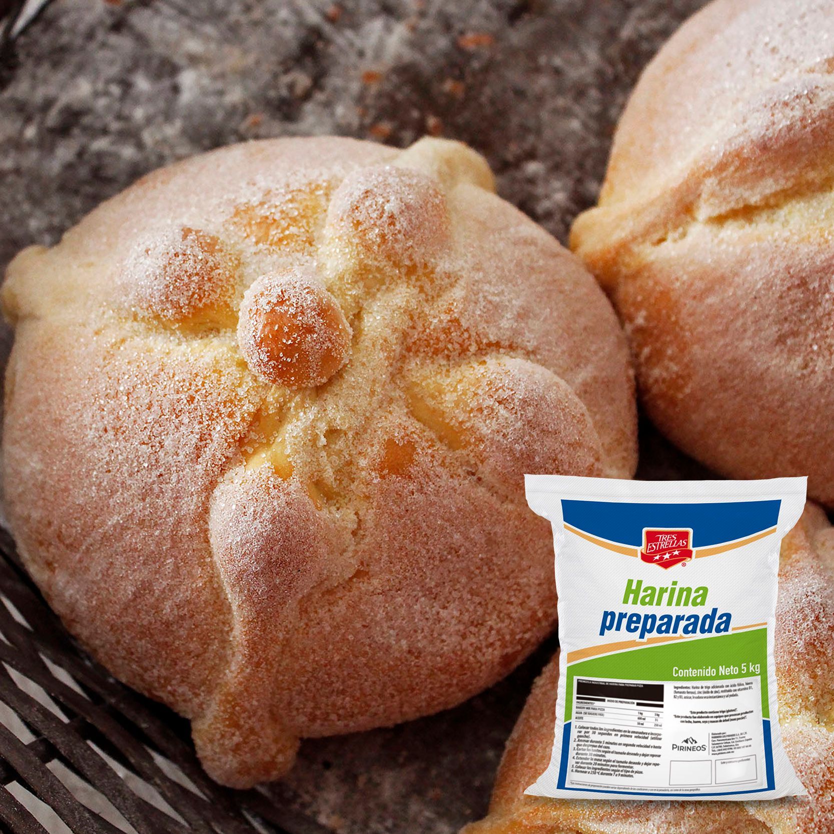 Harina para pan de muerto Tres Estrellas
