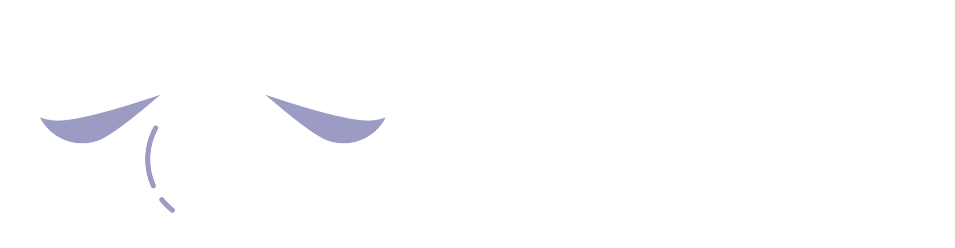 Two stylized, blue-gray eye shapes with curved lines on a white background.