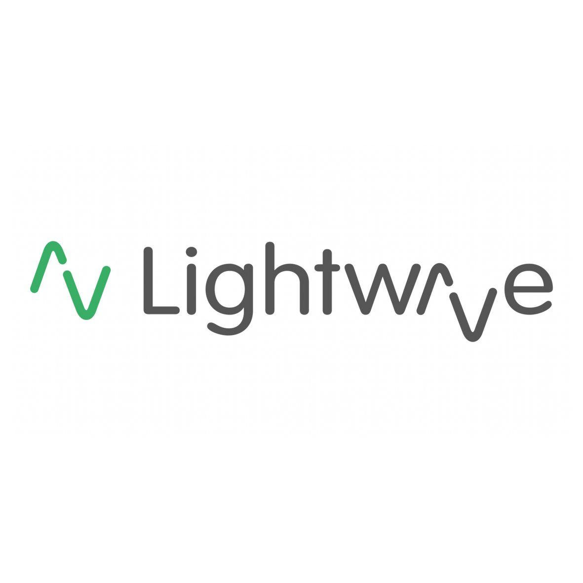 Logo for Lightwave, features a green upward arrow with a wave below, and the word
