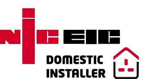 Logo of NICEIC Domestic Installer, red and black text, with plug graphic.