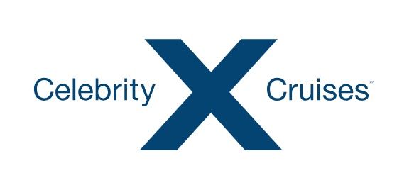Celebrity Cruises logo: Blue "X" with "Celebrity" and "Cruises" on either side.