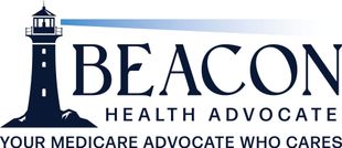 Beacon Health Advocate logo with lighthouse icon and tagline, “Your Medicare advocate who cares.”