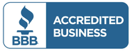 A blue button that says accredited business on it.