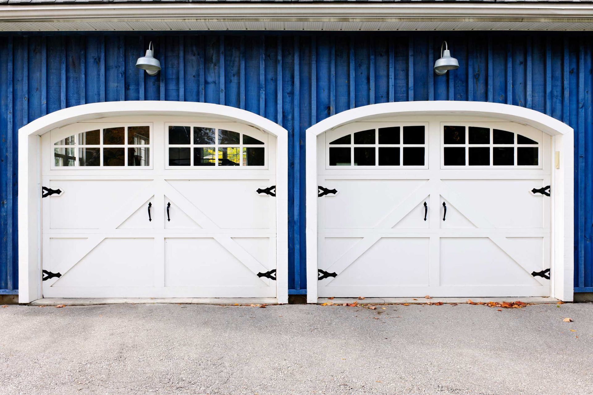 A view of double garage doors showcasing expert garage door repair durability.