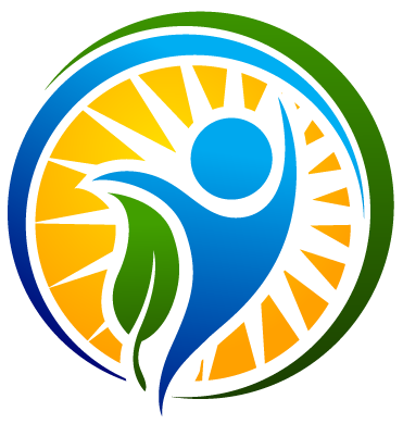 A colorful logo with a person and a leaf in a circle for Therapy Sprout