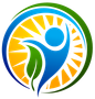 A colorful logo with a person and a leaf in a circle for therapy sprout