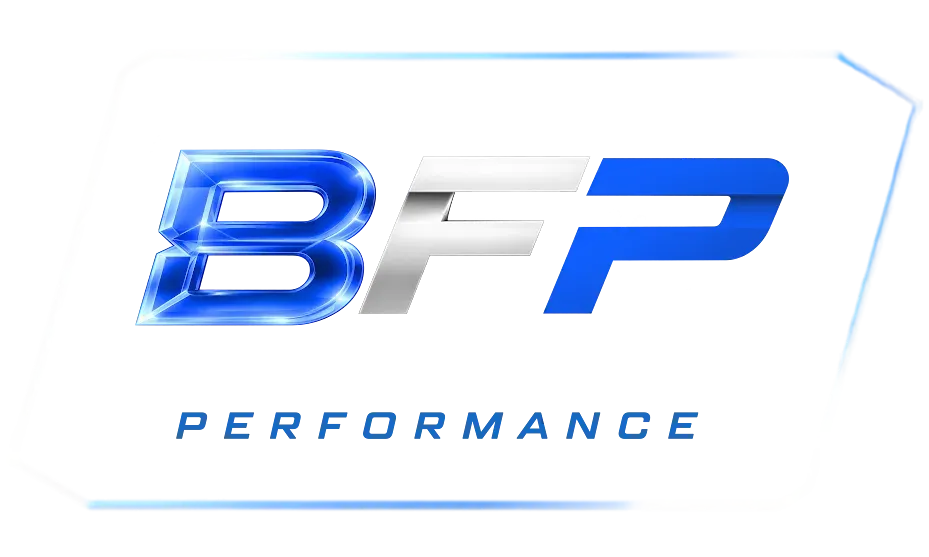 Blue and silver BFP logo with the word “PERFORMANCE” beneath it on a white background