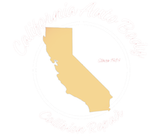 Stylized pale yellow silhouette of California on a white background