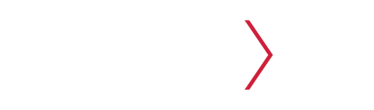 Red right-pointing chevron icon on a white background