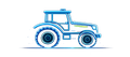 Blue outline of a tractor in side view on a white background