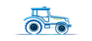 Blue line-art tractor illustration on a white background