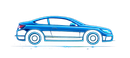 Blue sports car side view illustration on a white background