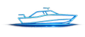Blue speedboat illustration on white background