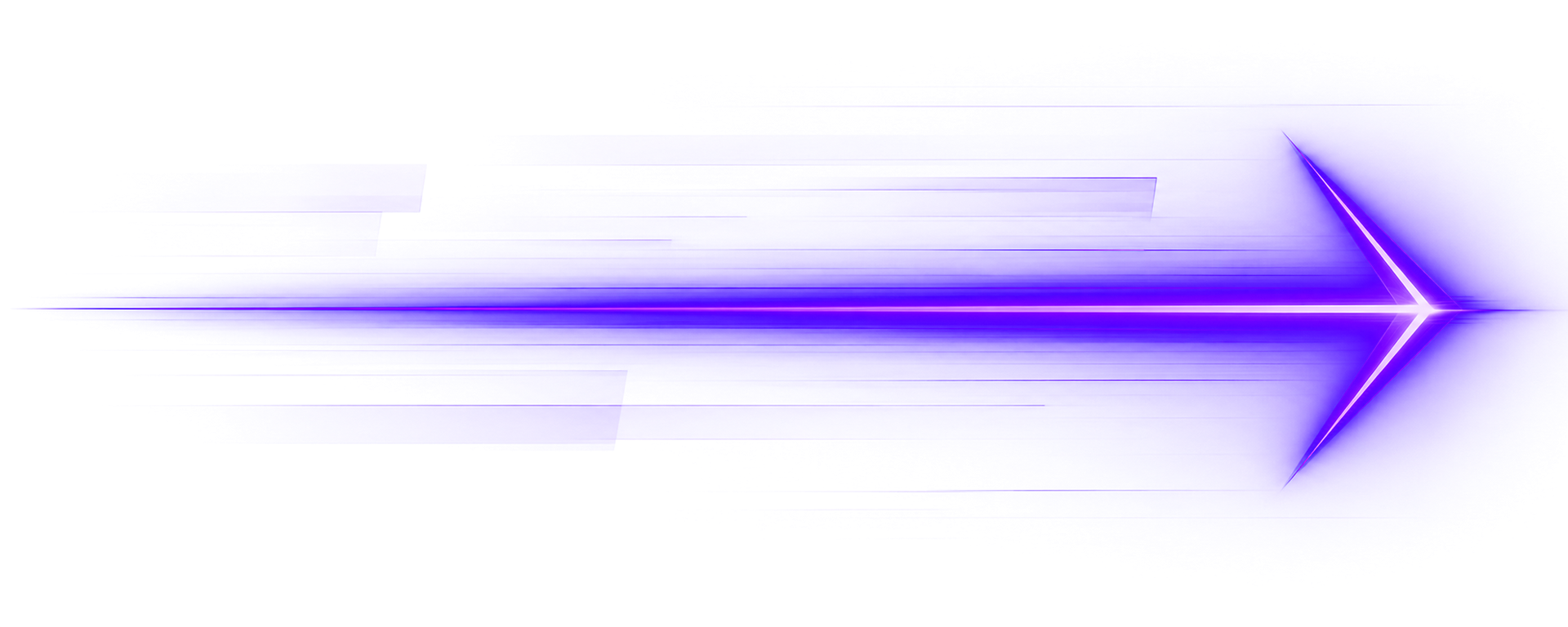 Glowing purple arrow pointing right on a white background
