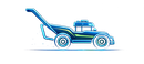 Blue tow truck side view with an extended tow arm and trailer hitch on a white background